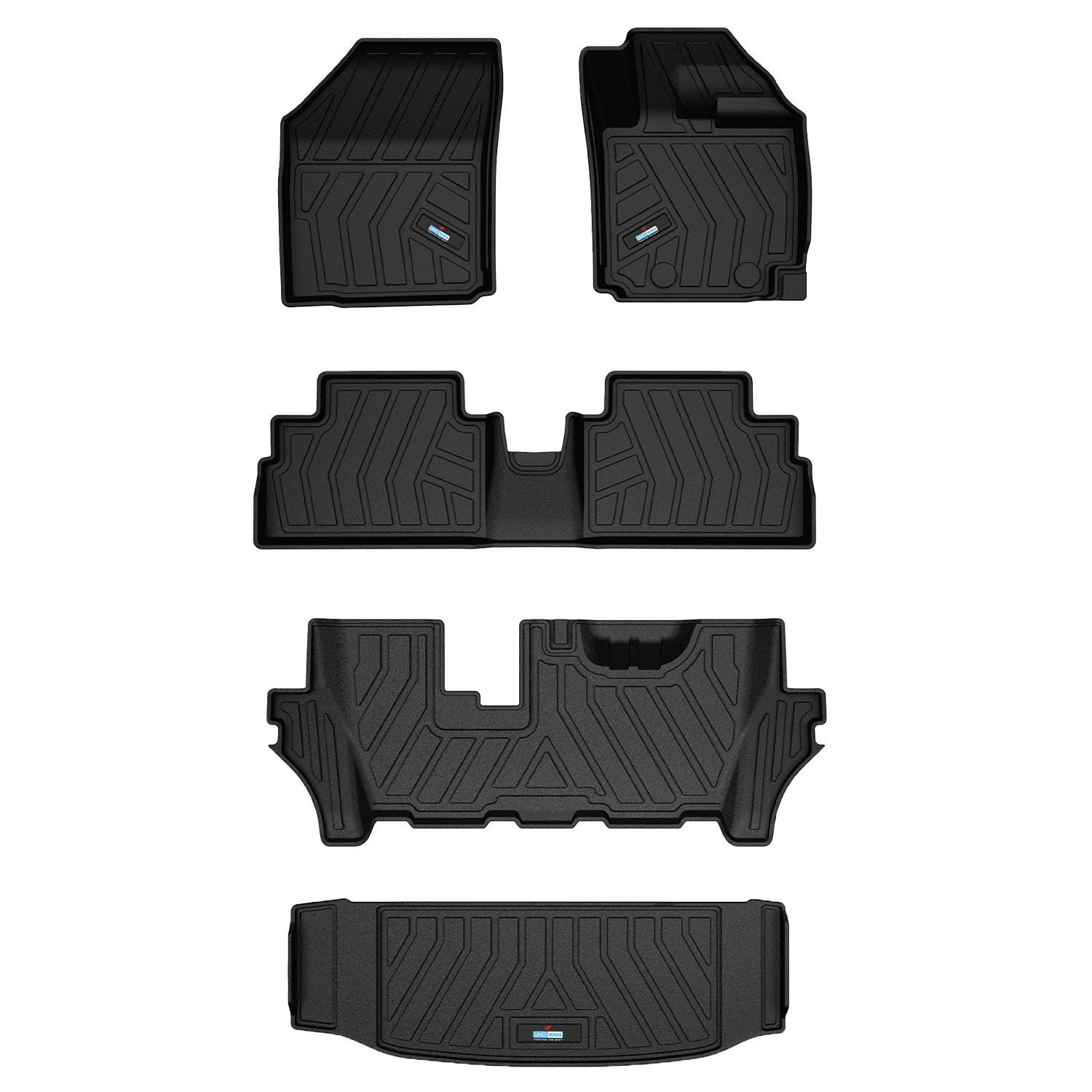 Uno Minda Lifetime 5D Car Mats 5 Piece (4 Row With Boot) For Maruti Suzuki Ertiga 2nd Gen Nov 2018 - Onwards  | Anti Slip | All Weather Mats | 100% Waterproof & Washable | Custom Fit UNO -MATS-ERTIGA18-WBOOT